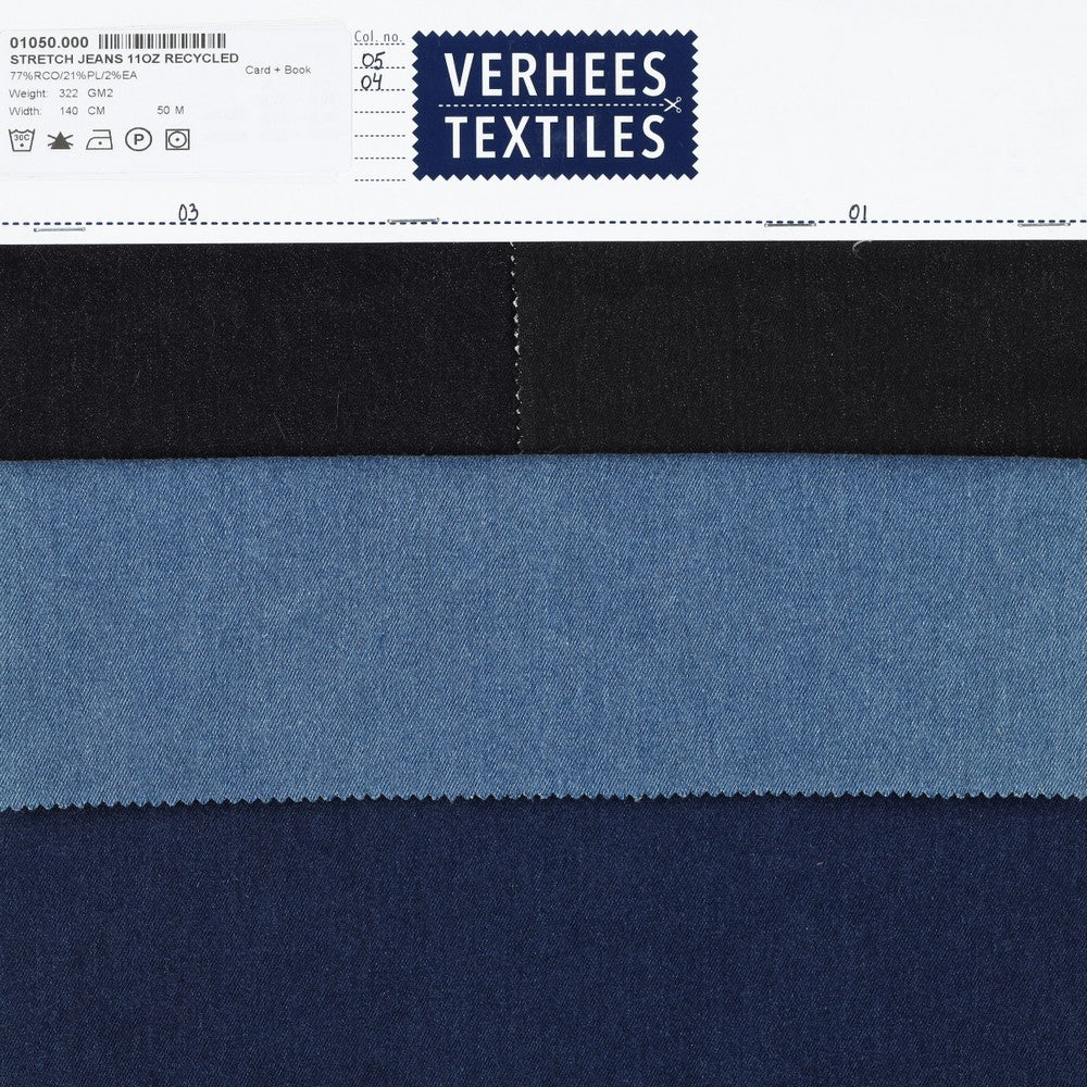 DENIM STRETCH 11OZ RECYCLED INDIGO BLEACHED