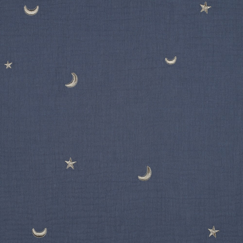 DOUBLE GAUZE EMBROIDERY STARS - JEANS
