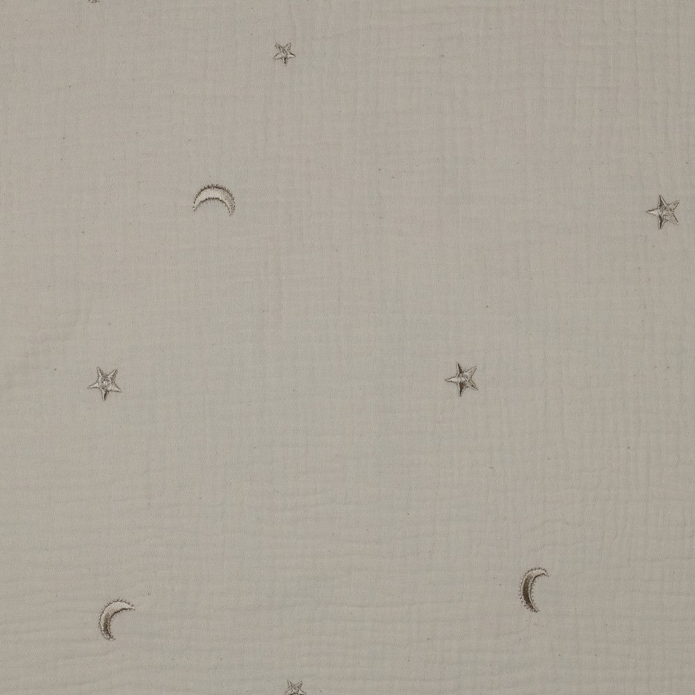 DOUBLE GAUZE EMBROIDERY STARS - NATURAL