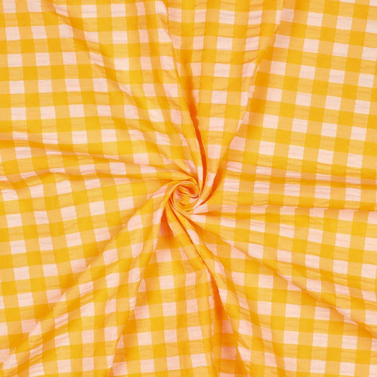 COTTON YARN DYED NEON CHECKS - ORANGE
