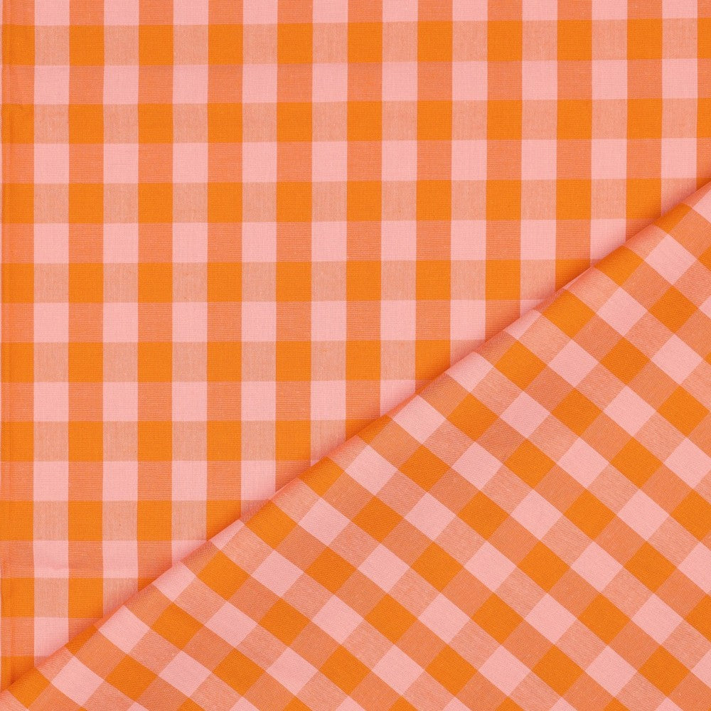 COTTON YARN DYED CHECKS - ORANGE / SALMON