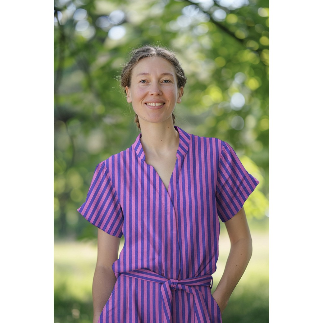 COTTON YARN DYED STRIPES PURPLE