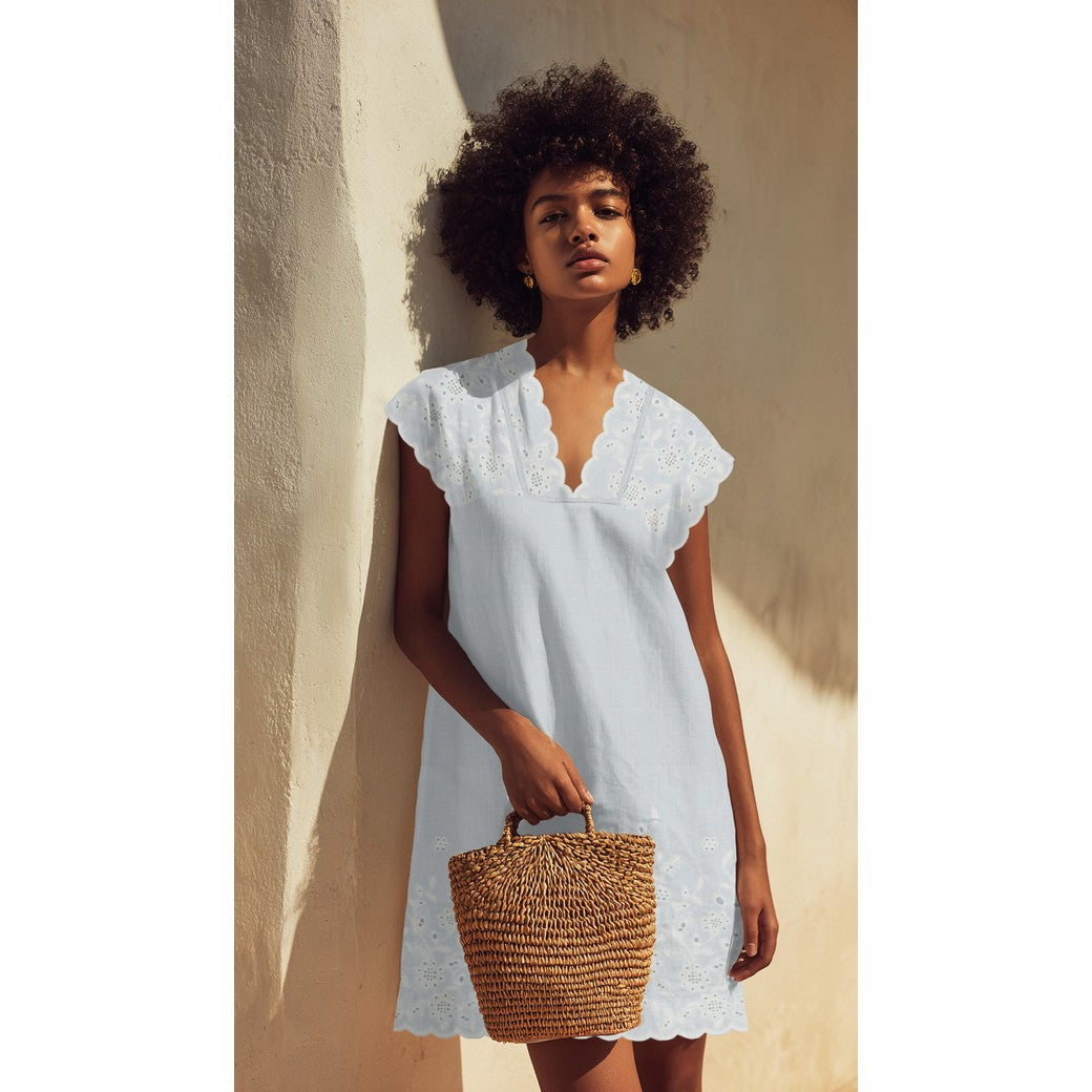 COTTON VOILE ONE-SIDE BORDER ONE-SIDE SCALLOP