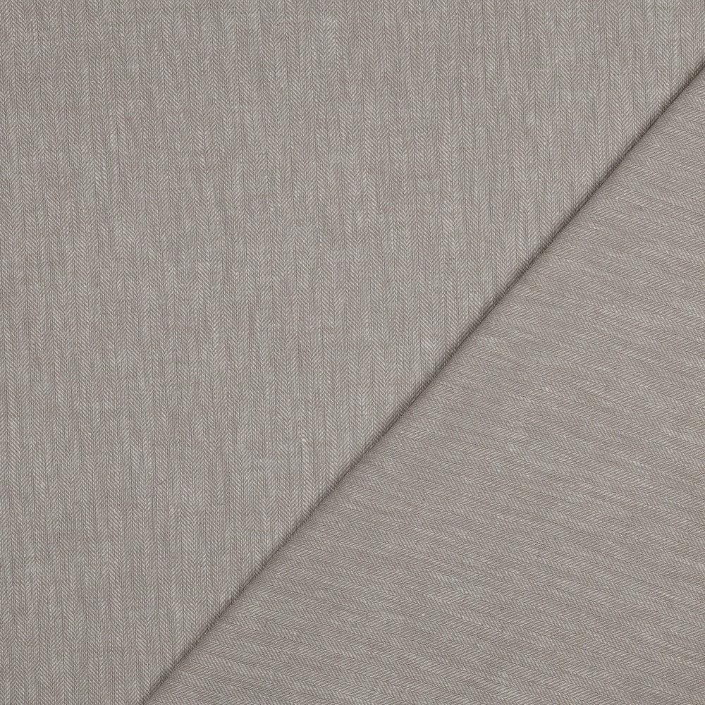 LINEN COTTON HERRINGBONE BEIGE