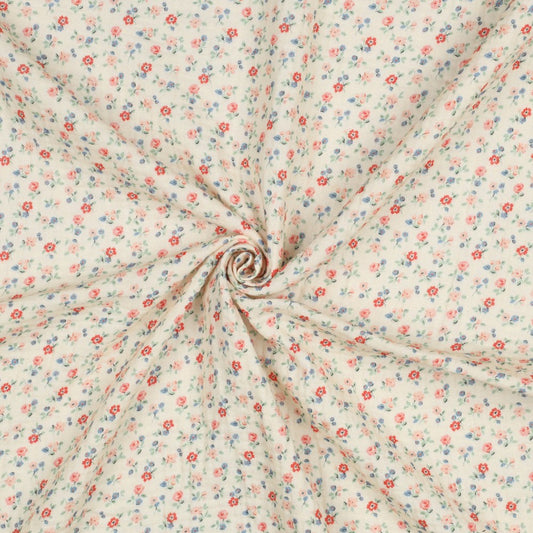 DOUBLE GAUZE DIGITAL FLOWERS OFF-WHITE