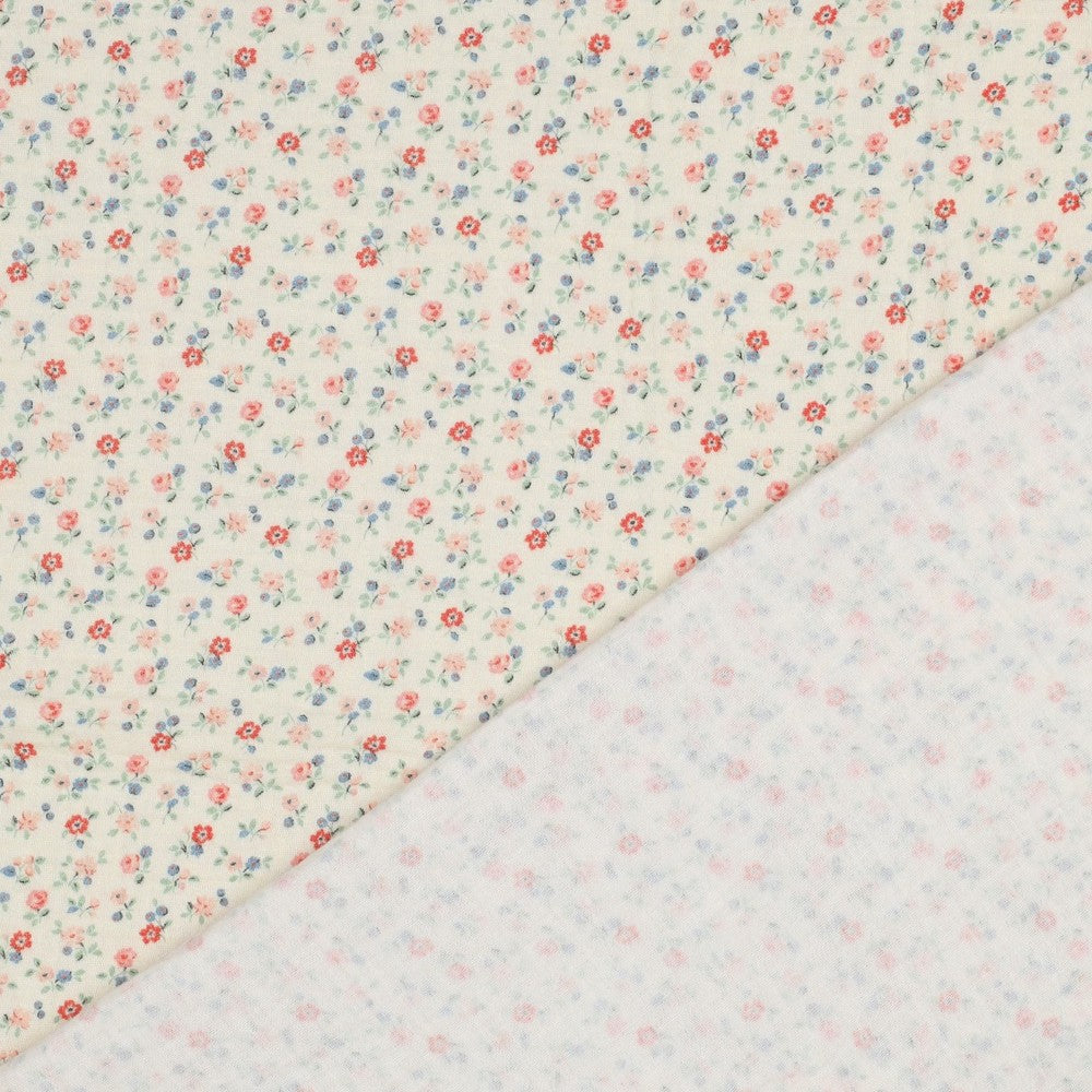 DOUBLE GAUZE DIGITAL FLOWERS OFF-WHITE