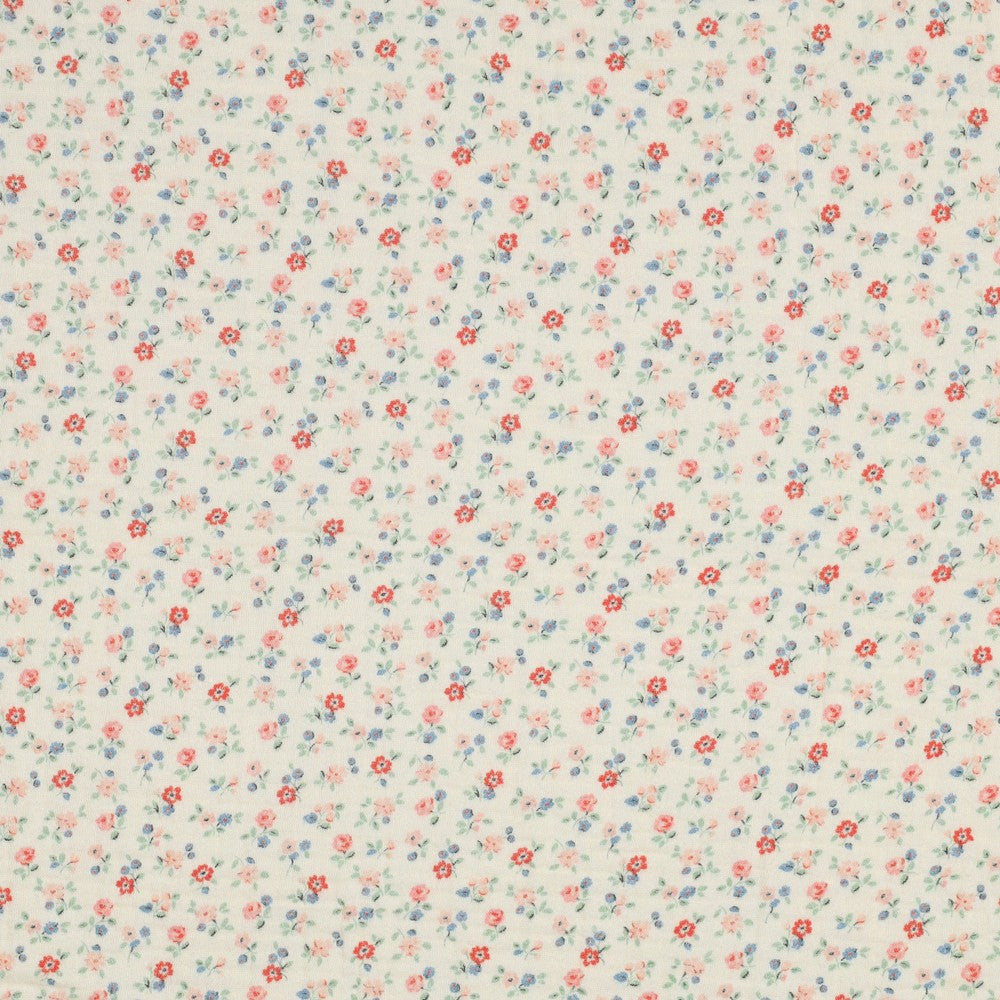 DOUBLE GAUZE DIGITAL FLOWERS OFF-WHITE