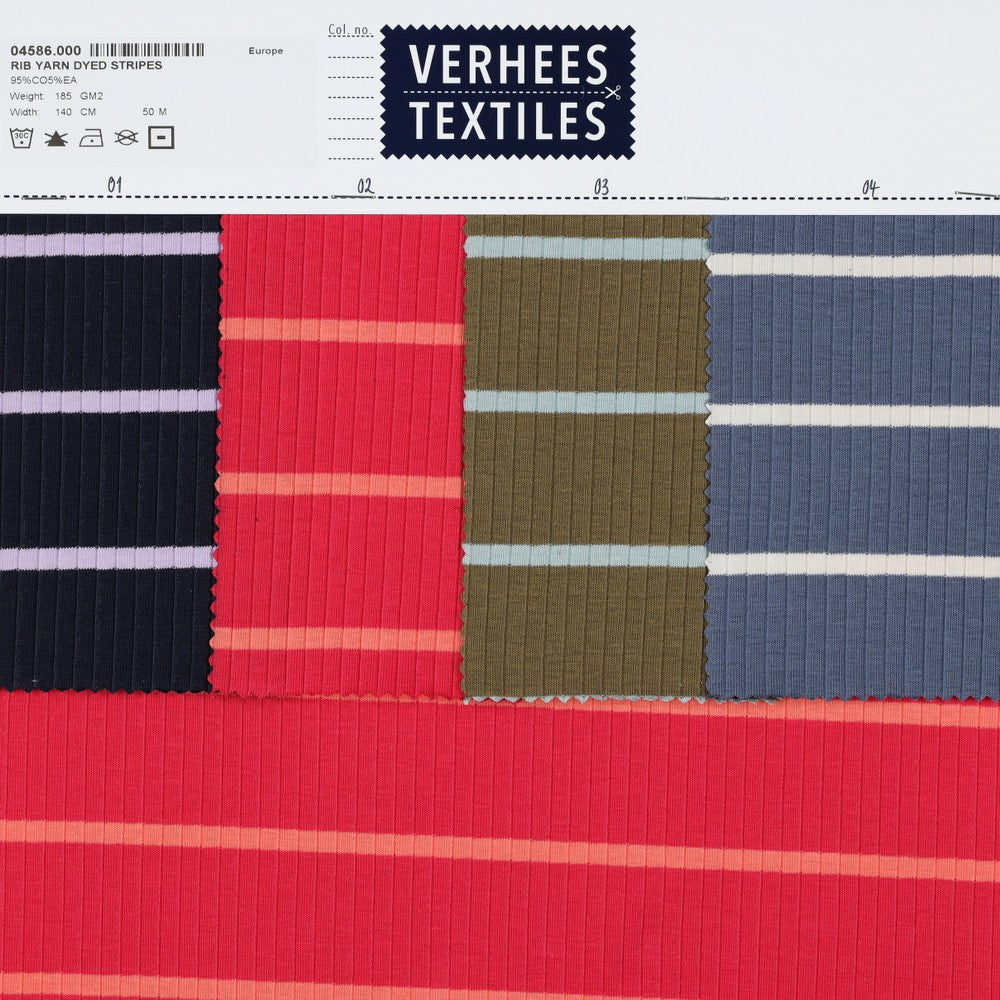 RIB YARN DYED STRIPES - MAGENTA /CORAL