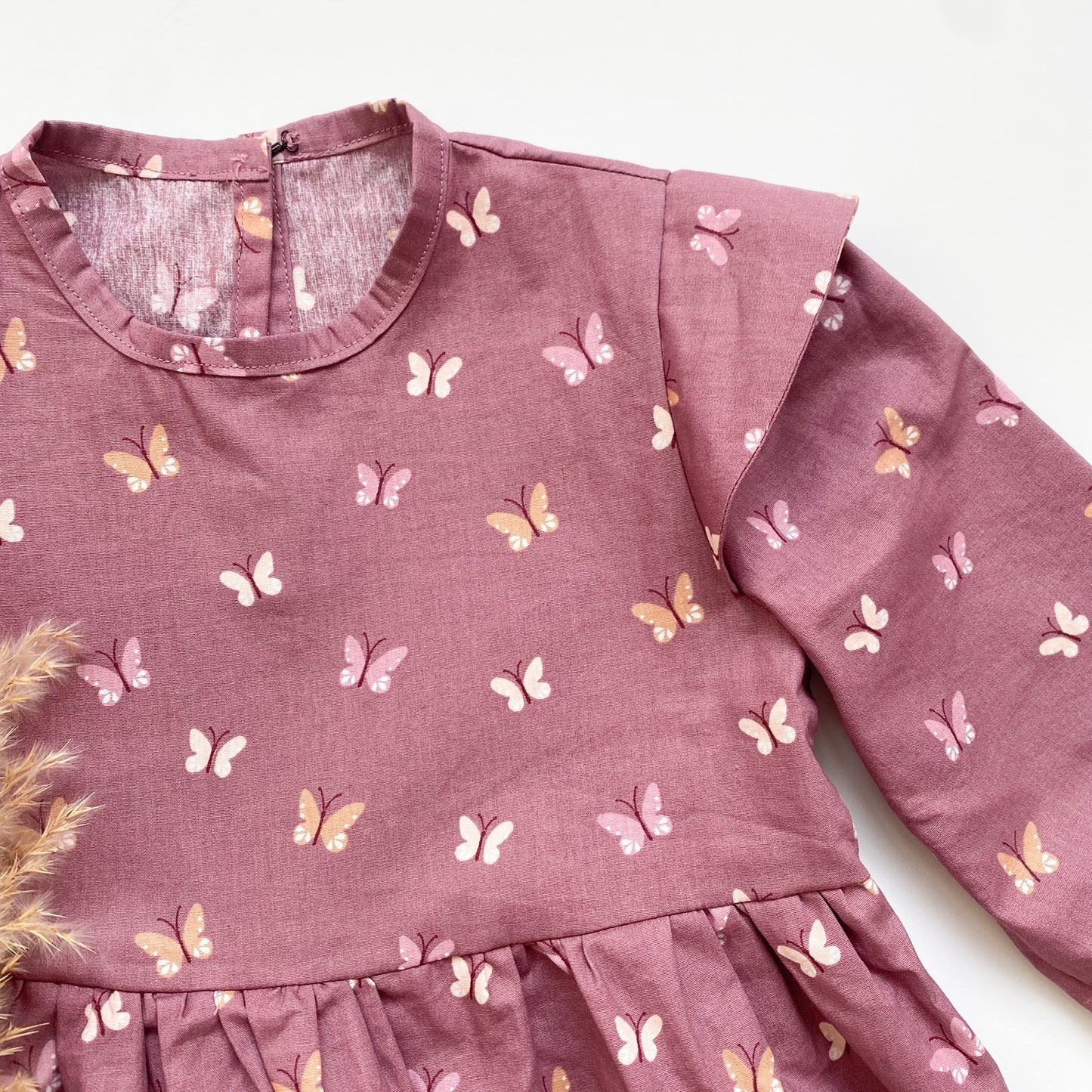 POPLIN GOTS BIRDS AND BUTTERFLIES - BLUE