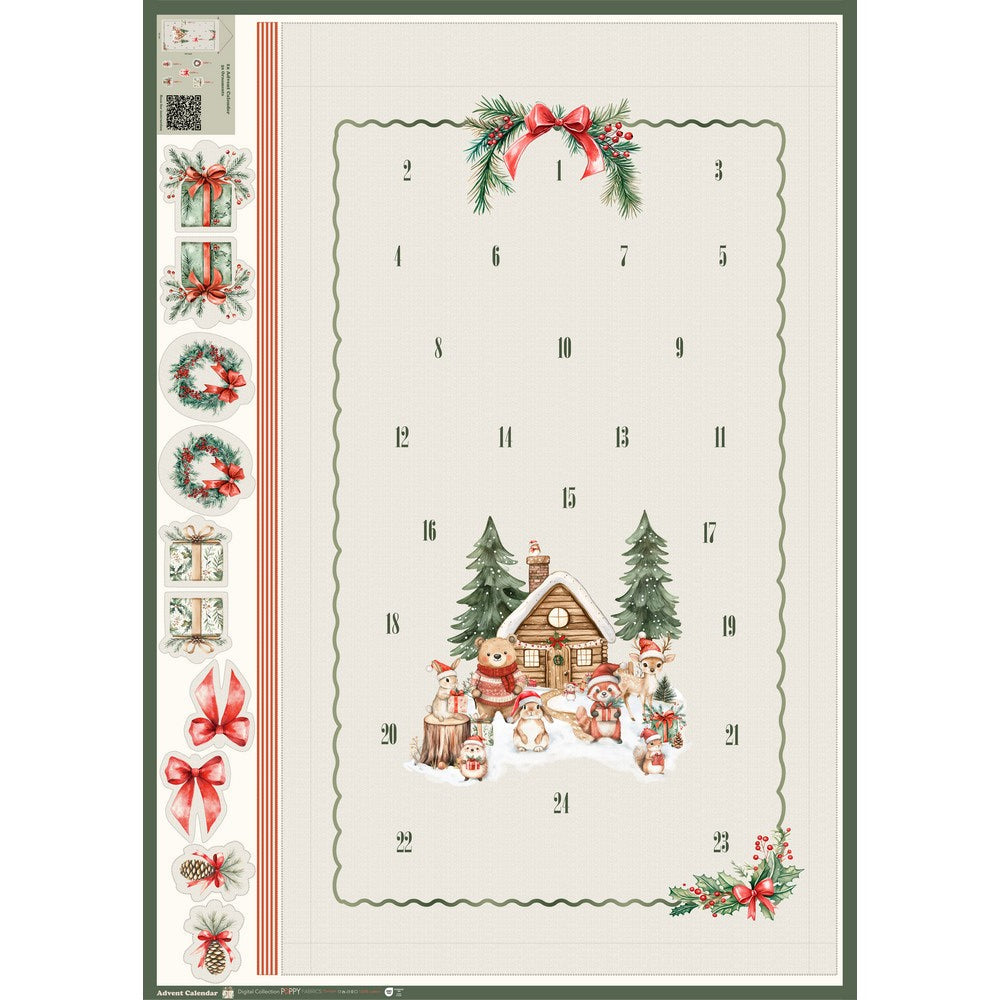 CANVAS ADVENT CALENDAR PANEL LINEN LOOK