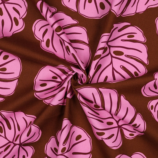 CANVAS MONSTERA LEAVES Brown