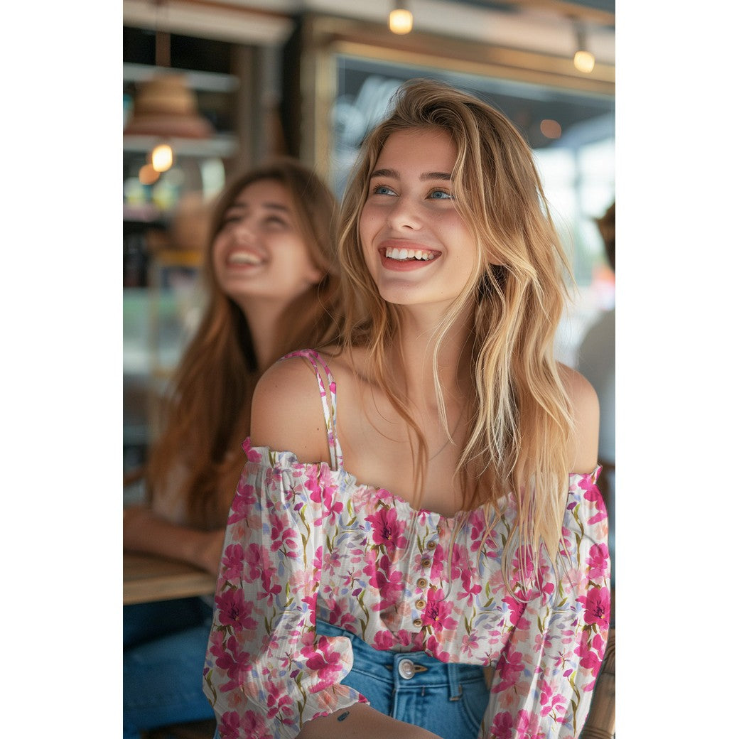 LENZING™ ECOVERO™ DIGITAL FLOWERS ECRU