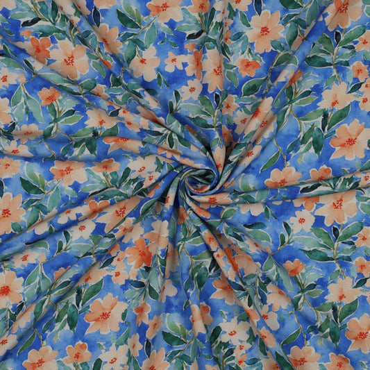 VISCOSE RADIANCE DIGITAL FLOWERS BLUE
