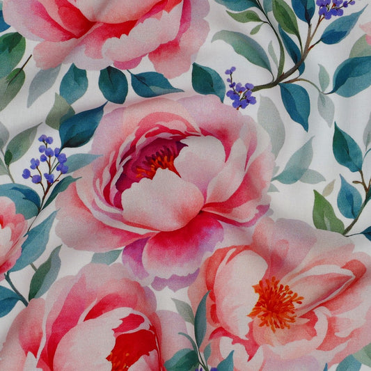 VISCOSE RADIANCE DIGITAL FLOWERS WHITE