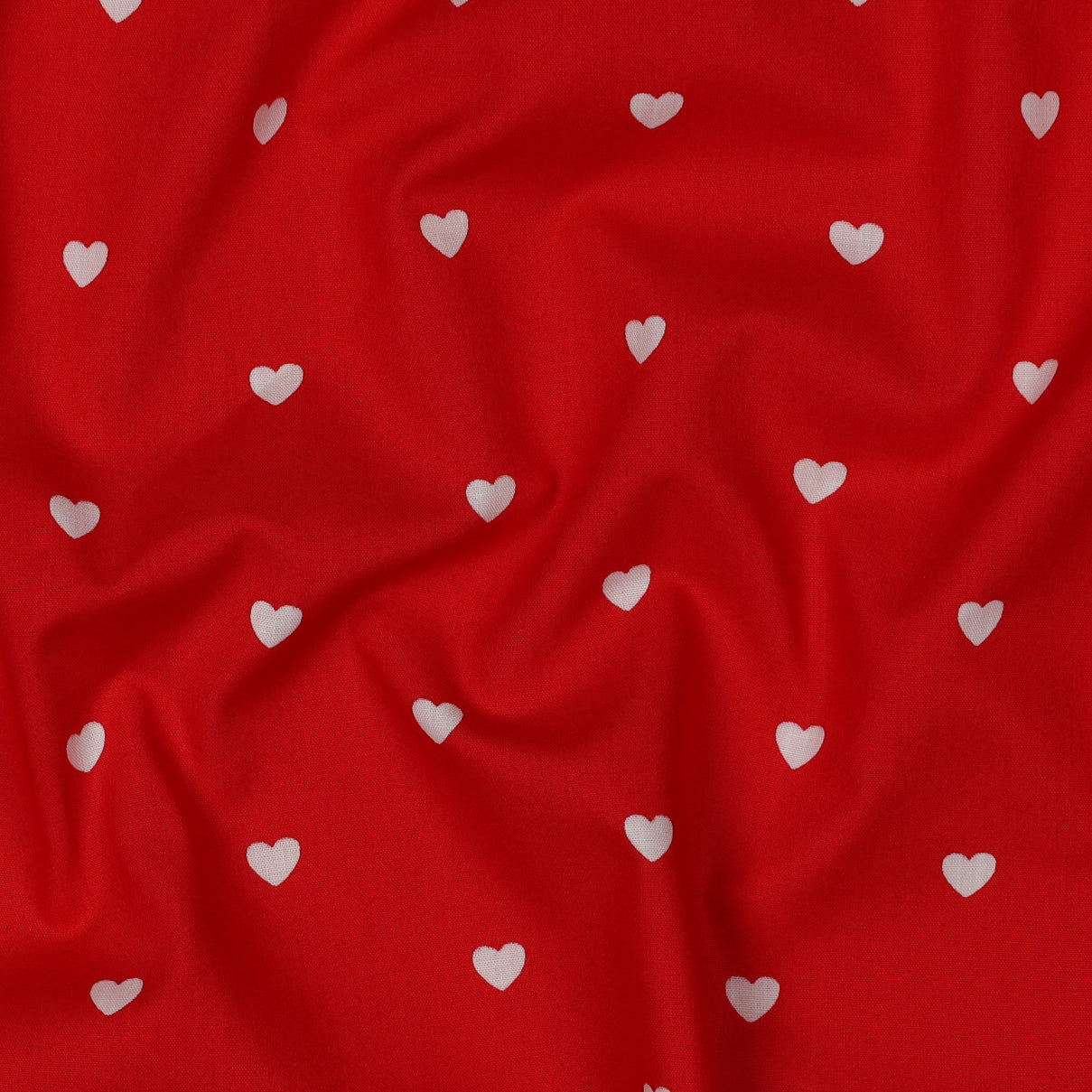 FINE POPLIN HEARTS DARK RED / WHITE
