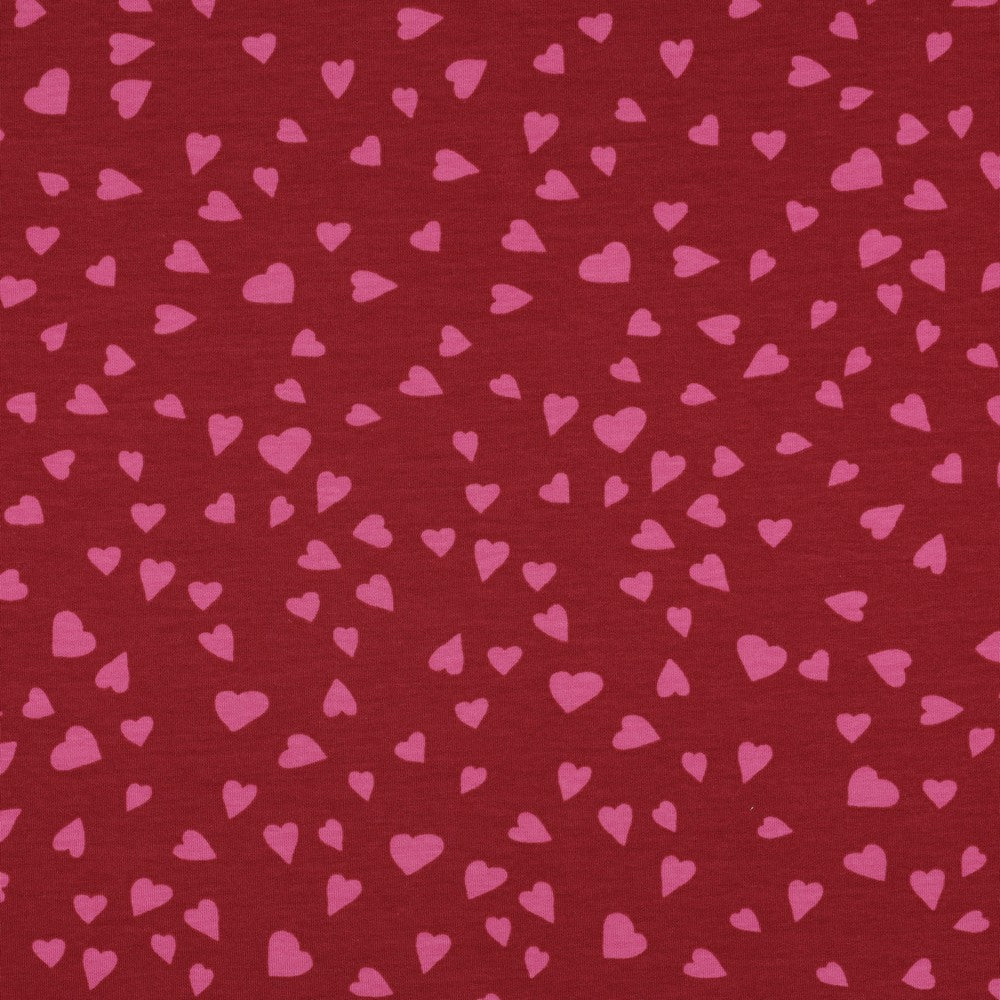 FRENCH TERRY HEARTS RED