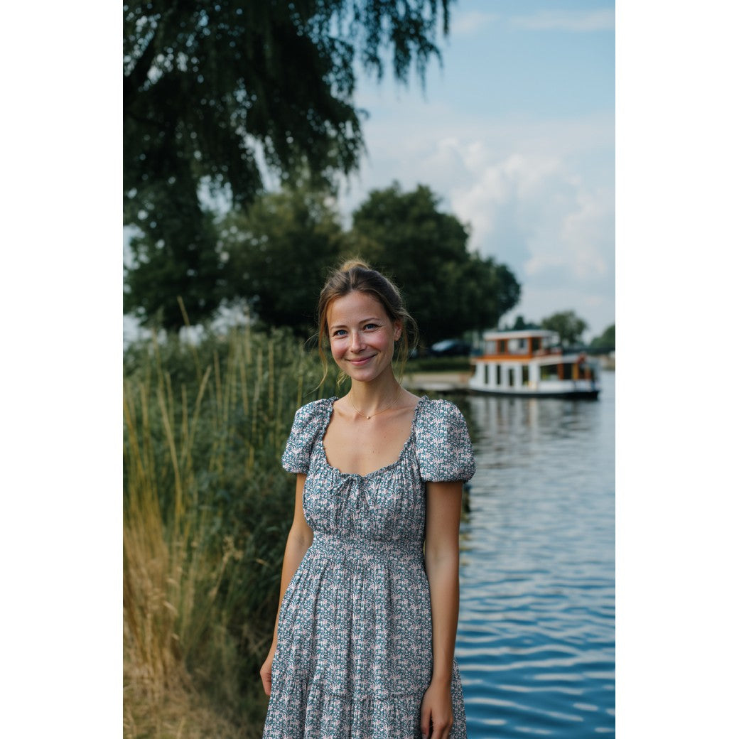 HANDCRAFTED BLOCK-PRINTED COTTON FLOWERS LILAC