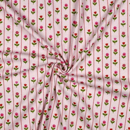 RIB JERSEY FLOWERS - LIGHT PINK