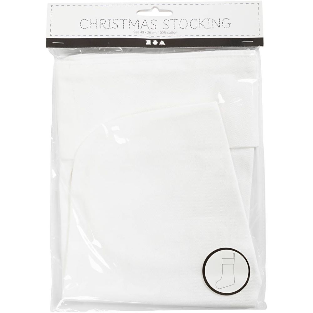 Kerstsok, H: 40 cm, B: 26 cm, 210 gr, wit, 1 stuk