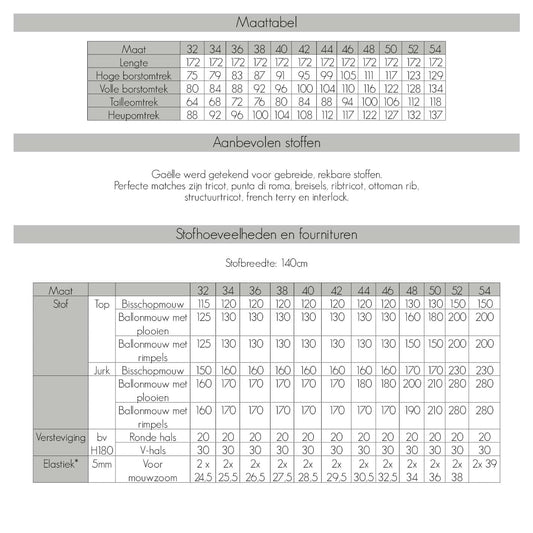 Bel’Etoile – Gaëlle top en jurk dames en tieners (papieren patroon)