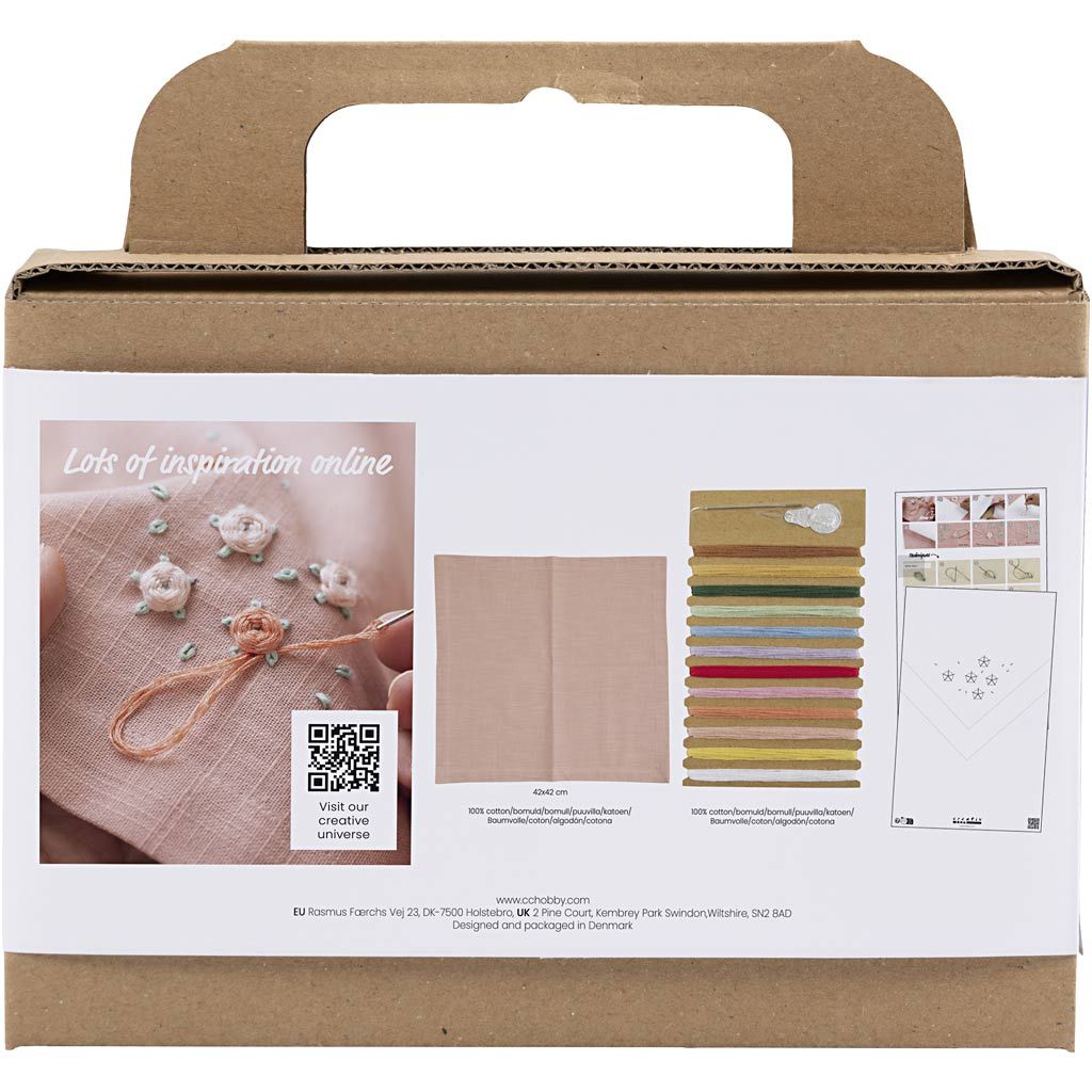 Mini Hobbyset Borduurwerk - Textiel servet, dusty rose