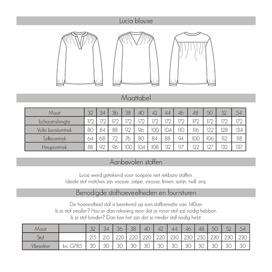 Bel'Etoile - Lucia blouse voor dames & tieners (papieren naaipatroon)
