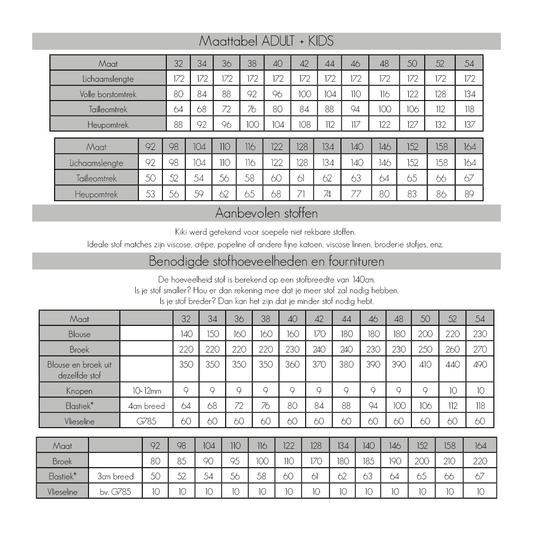 Bel’Etoile – Kiki blouse & broek set dames (papieren patroon)