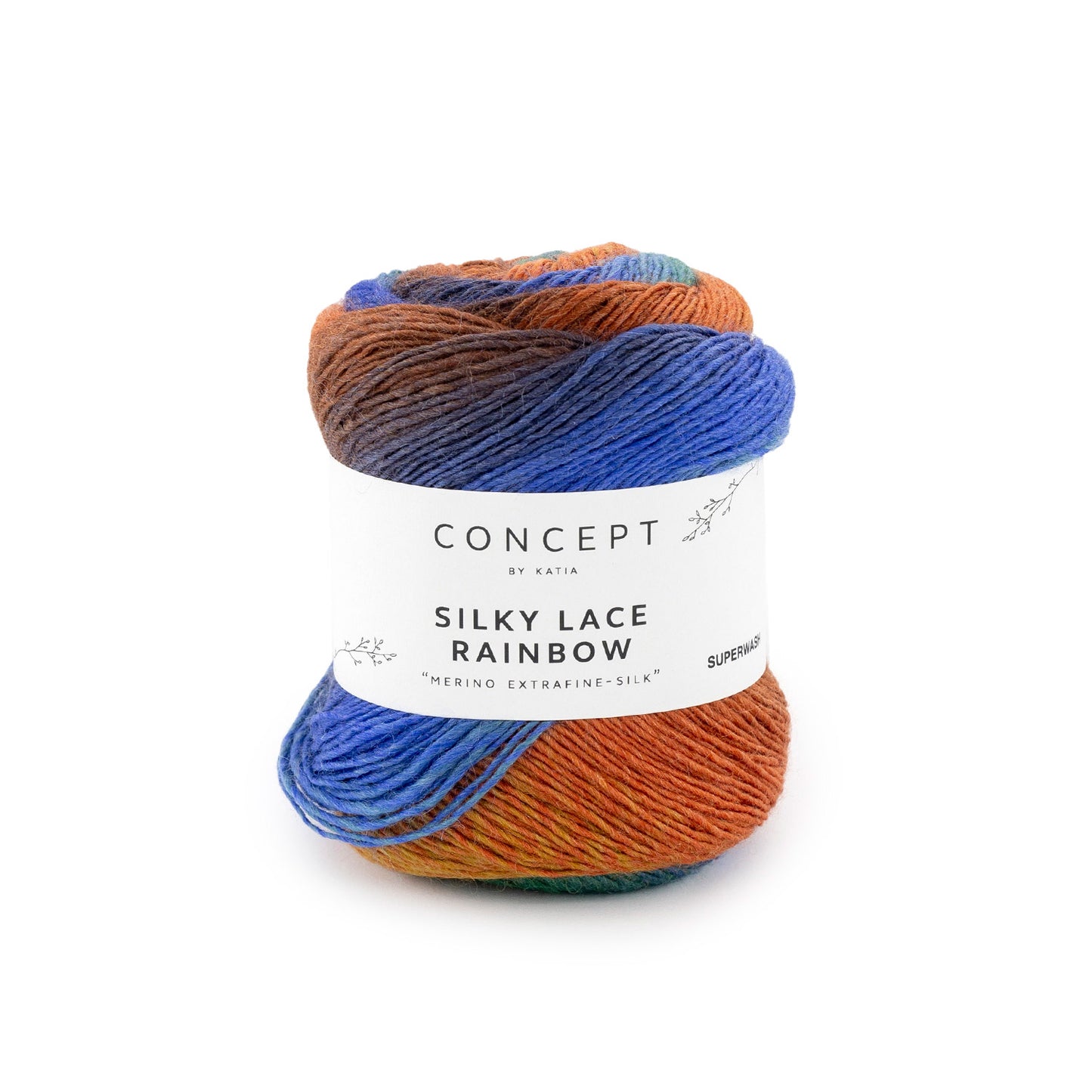 Silky Lace Rainbow Blauw-Roest bruin-Oker kleur - 300