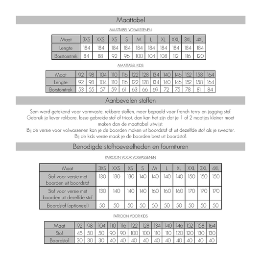 Bel’Etoile – Sem sweater heren en kids (papieren patroon)