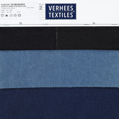 DENIM STRETCH 11OZ RECYCLED BLACK BLUE WASHED