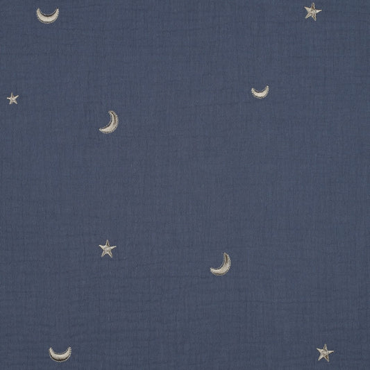 DOUBLE GAUZE EMBROIDERY STARS - JEANS