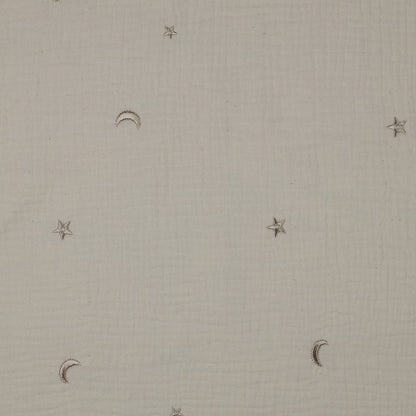 DOUBLE GAUZE EMBROIDERY STARS - NATURAL