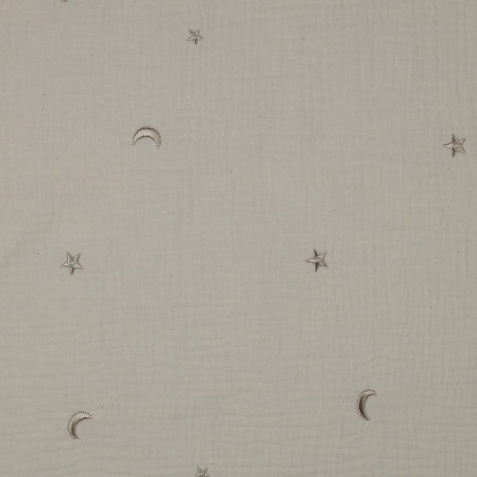 DOUBLE GAUZE EMBROIDERY STARS - NATURAL