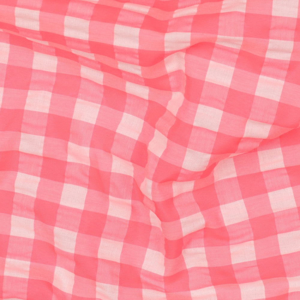 COTTON YARN DYED NEON CHECKS - PINK