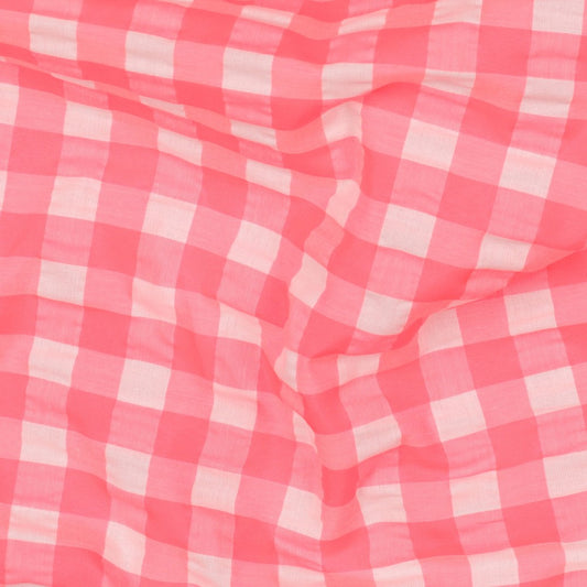 COTTON YARN DYED NEON CHECKS - PINK
