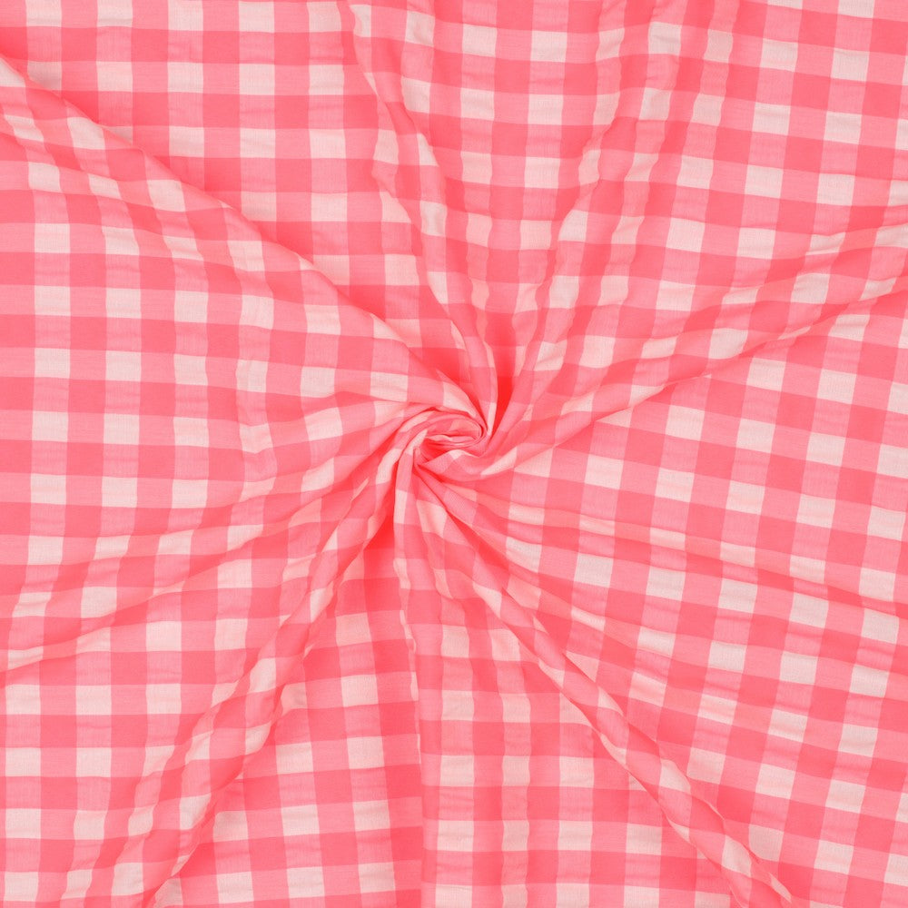 COTTON YARN DYED NEON CHECKS - PINK