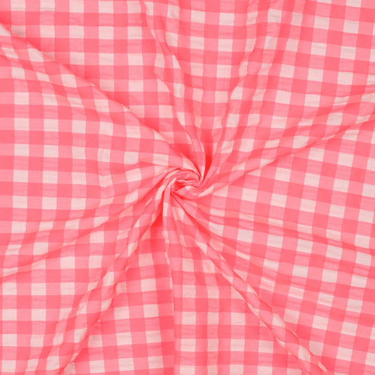 COTTON YARN DYED NEON CHECKS - PINK