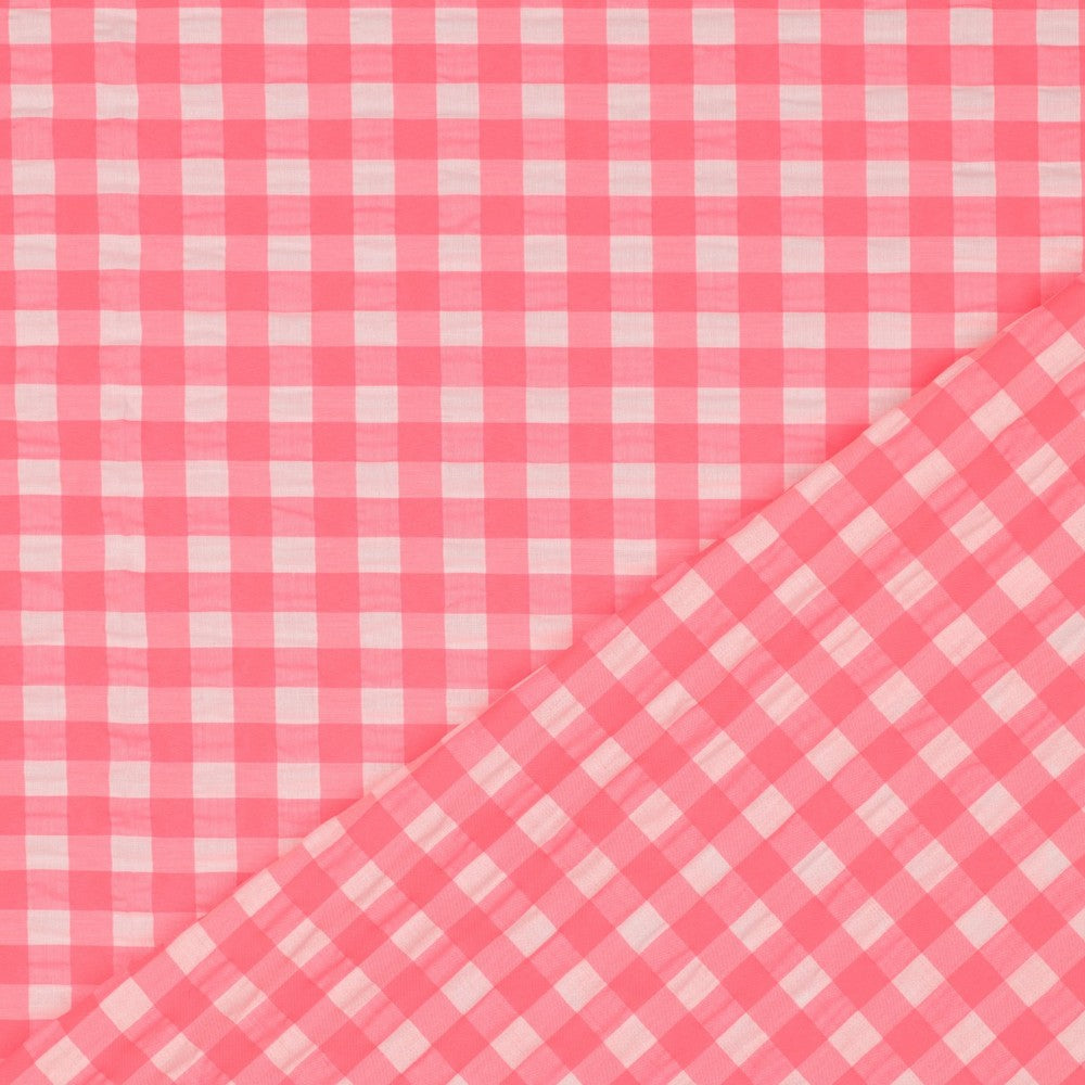 COTTON YARN DYED NEON CHECKS - PINK