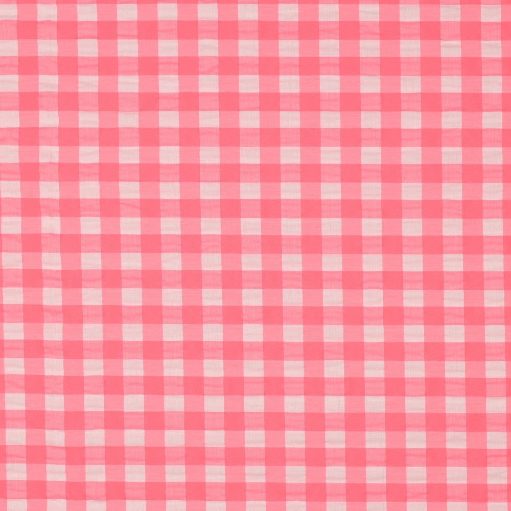 COTTON YARN DYED NEON CHECKS - PINK