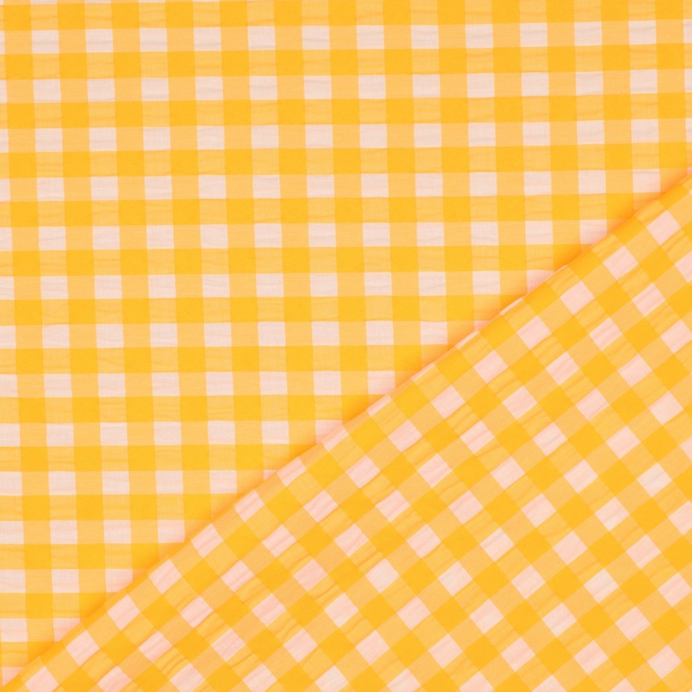 COTTON YARN DYED NEON CHECKS - ORANGE