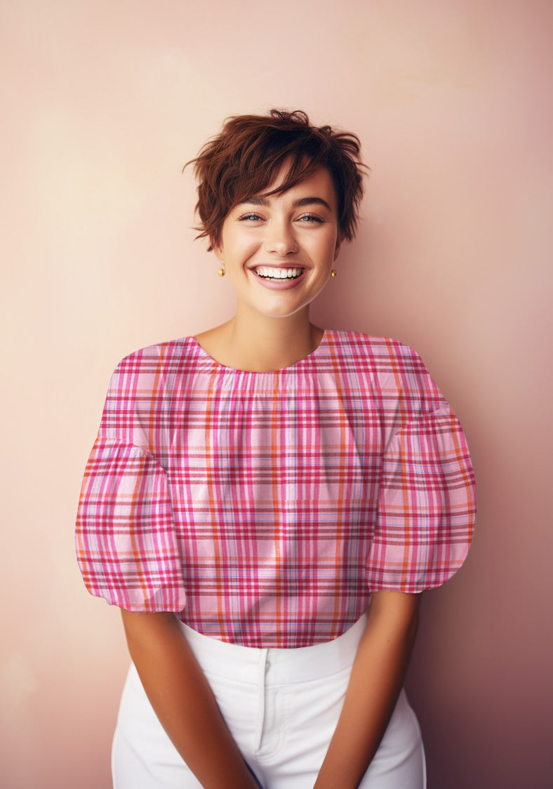 COTTON YARN DYED CHECKS - LIGHT PINK