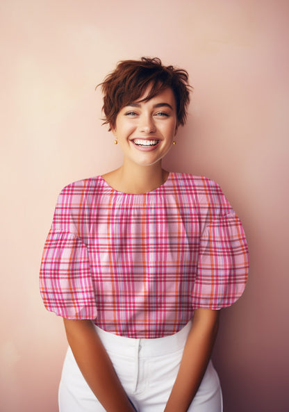 COTTON YARN DYED CHECKS - LIGHT PINK