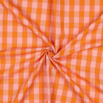 COTTON YARN DYED CHECKS - ORANGE / SALMON