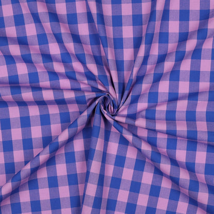 COTTON YARN DYED CHECKS - LAVENDER/BLUE