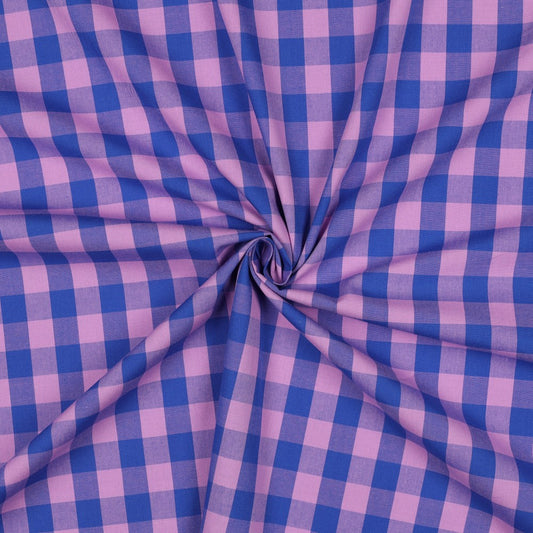 COTTON YARN DYED CHECKS - LAVENDER/BLUE