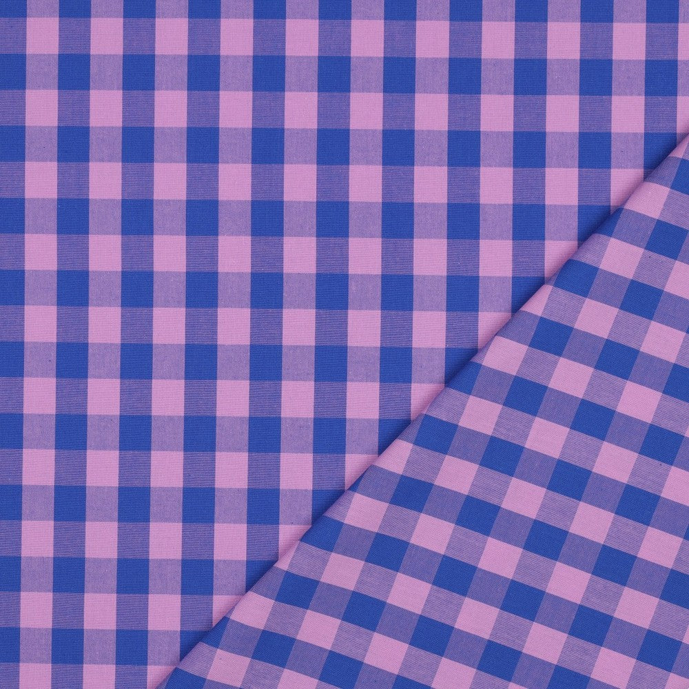 COTTON YARN DYED CHECKS - LAVENDER/BLUE