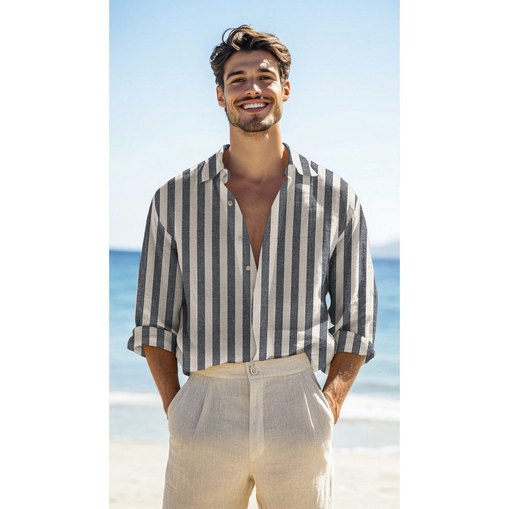 LINEN VISCOSE YARN DYED STRIPES