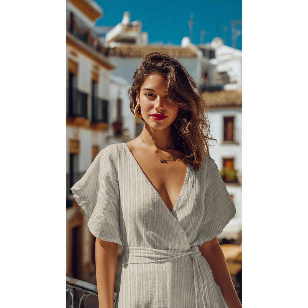 LINEN VISCOSE LUREX STRIPES