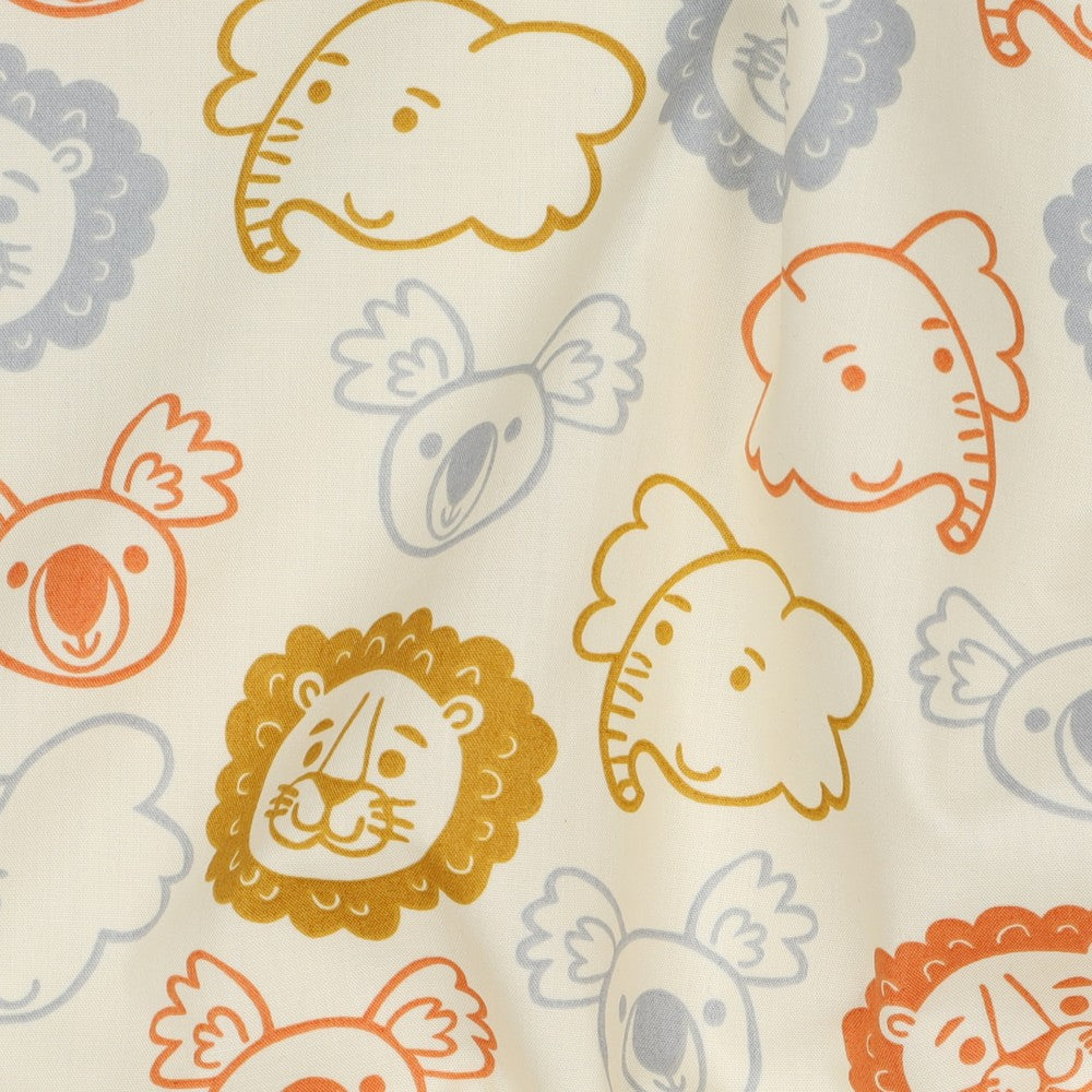 FINE POPLIN SAFARI ANIMALS - ECRU