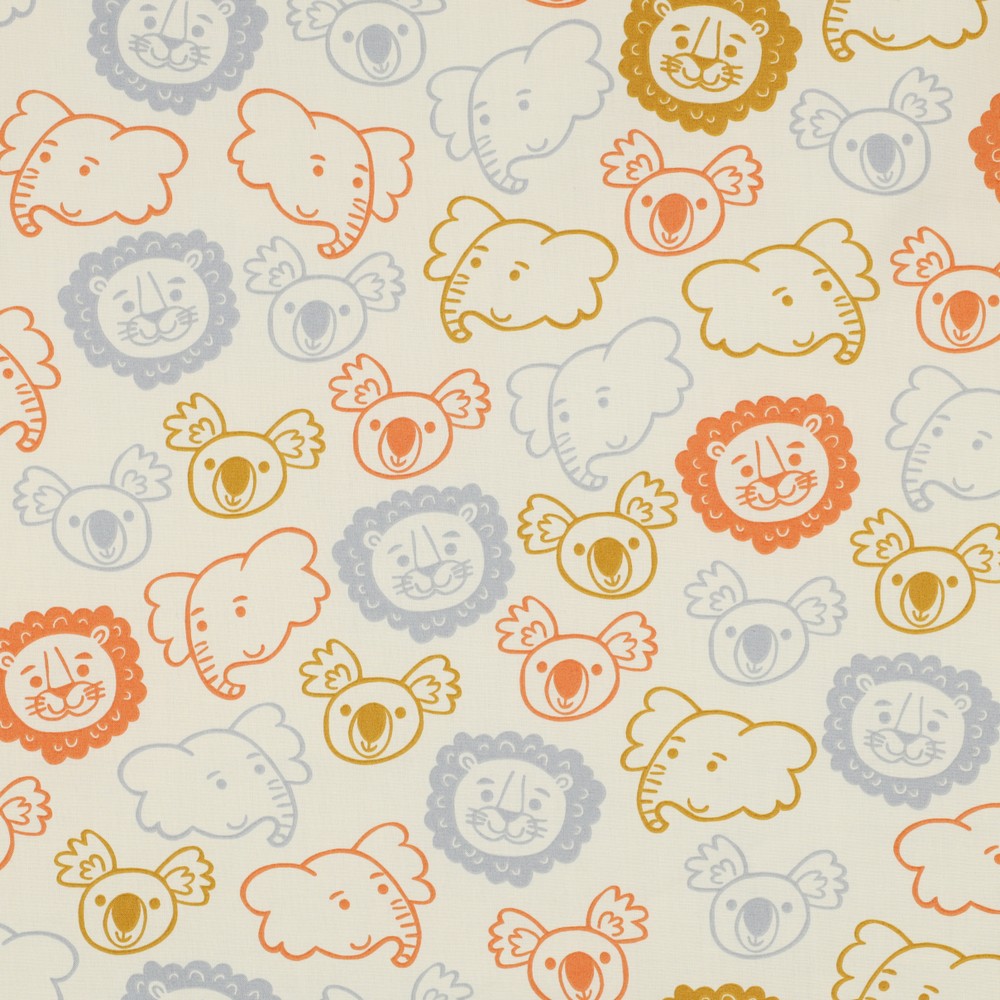 FINE POPLIN SAFARI ANIMALS - ECRU